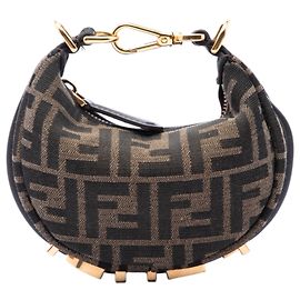 Fendi Nano FF Jacquard Fendigraphy Hobo Marrón