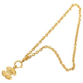 Chanel Gold CC Gold Plated Quilted Pendant Necklace