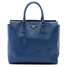Prada Blue Saffiano Lux Open Convertible Tote