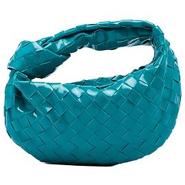 Bottega Veneta Blue Mini Patent Intrecciato Jodie