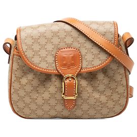 Céline Celine Beige Macadam Coated Canvas Crossbody