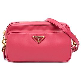 Borsa Camera Prada in Saffiano rosa con doppia zip