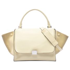 Céline Sac Trapeze Celine Medium Bicolor en cuir de veau et daim Marron