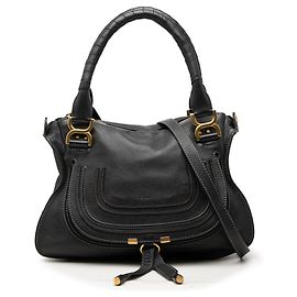 Bolso Satchel Marcie Chloé de piel negra, tamaño Medium