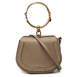 Chloé Nile Kleine Lederhandtasche Grau mit Armband