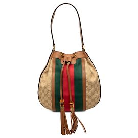 Sac Hobo à cordon Rania en toile GG beige Gucci