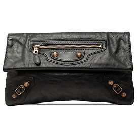 Clutch Sobre Balenciaga Giant 12 Motocross en piel de cordero negra