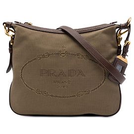 Prada Beige Canvas Canapa Logo Crossbody