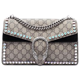 Sac à épaule Gucci Dionysus Medium GG Supreme Beige avec cristaux