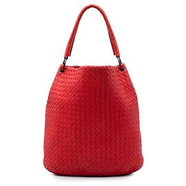 Borsa bucket Bottega Veneta in Nappa Intrecciato rossa