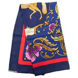 Pañuelo de seda Hermès Blue Cheval Turc 90