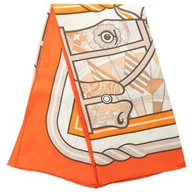 Lenço de seda Hermès Orange Quadrige 70