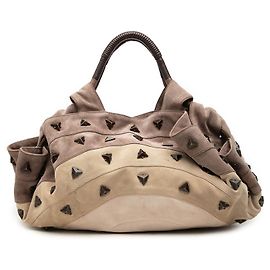 LOEWE Brown Studded Suede Aire Handbag