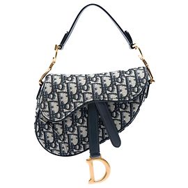 Autre Marque Sac Saddle Mini en toile Oblique bleue Dior