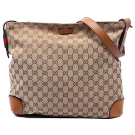Gucci Umhängetasche aus beigem GG Canvas mit Web-Streifen