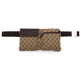 Gucci Beige GG Canvas Double Pocket Belt Bag