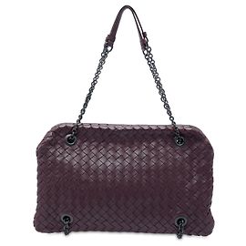 Bolsa de Ombro Duo em Nappa Intrecciato Roxo Bottega Veneta