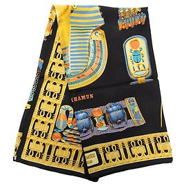 Lenço de seda Hermès Black Tutankhamun 90
