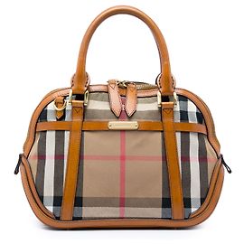 Burberry Bridle Orchard Satchel aus House Check Canvas in Braun mit Lederbesatz Small
