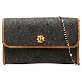 Autre Marque Bolsa Tiracolo Dior Black Honeycomb Coated Canvas Chain Flap