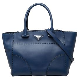 Bolso Prada con placa de logotipo triangular - Piel Navy