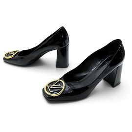 ZAPATOS LOUIS VUITTON SALONES MADELEINE 40 EN CUERO NEGRO LOGO LV