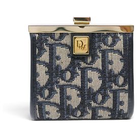 VINTAGE CHRISTIAN DIOR COIN PURSE IN NAVY OBLIQUE MONOGRAM CANVAS