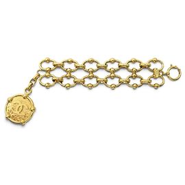 NUOVO BRACCIALE CHANEL DE CASTELLANE 1994 T19.5 ANELLI A CORDA MEDAGLIONE LOGO CC