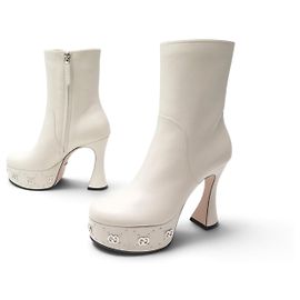 NEU GUCCI JANAYA 740599 LOGO ABSATZSTIEFELETTEN 36.5 IT 37.5 FR