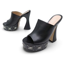 NUOVI ZOCCOLI GUCCI MALAGA CON TACCO A ZEppa 36.5 IT 37.5 FR LOGO GG