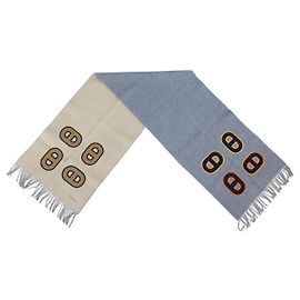 Hermès NUOVA SCIARPA HERMES REVERSIBILE MAILLONS COLORES GRIGIO BEIGE CASHMERE SCARF