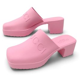 NEU GUCCI SCHUHE 725899 RUBBER SLIP-ON SANDALEN WILD ROSE 35 IT 36 FR