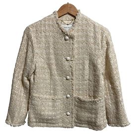 Autre Marque BEIGE MONGE Spangle Tweed Collarless Jacket