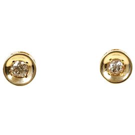 Autre Marque Pendientes de botón en oro amarillo 18K con diamantes marrones