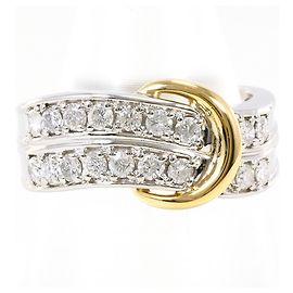 Autre Marque Bague alliance en or jaune 18K et platine avec diamant