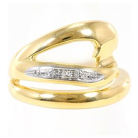 Autre Marque Anel aliança em platina e ouro amarelo com diamante