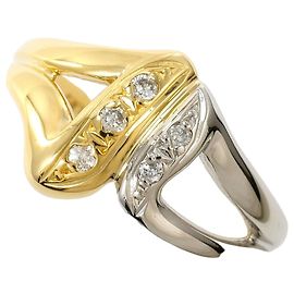 Autre Marque Anel aliança em platina PT850 e ouro amarelo 18K com diamante