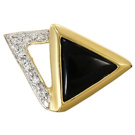 Autre Marque Anello a fascia in oro 18K con diamante e onice