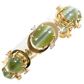 Autre Marque Bracciale con charm in oro giallo 10K con occhio di gatto e diamante