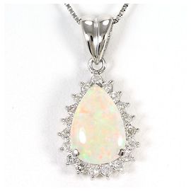 Autre Marque Platin-Halskette mit Opal und Diamanten