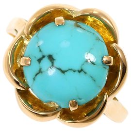 Autre Marque Anillo banda de oro amarillo 20K con turquesa