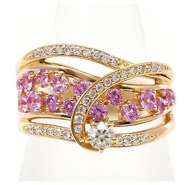 Autre Marque Ehering aus 18K Roségold mit Saphir und Diamant