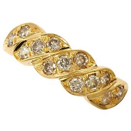Autre Marque Anello a fascia in oro giallo 18K con diamante brown
