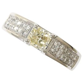 Autre Marque Anello a Fascia in Platino con Diamante Giallo