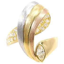 Autre Marque Anello fede in platino PT900 e oro giallo 18K con diamante