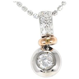 Autre Marque Colar em ouro branco 14K com zircônia cúbica