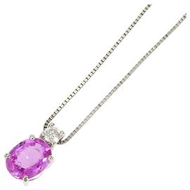 Autre Marque PT900 Platinum Necklace with Pink Sapphire and Diamond