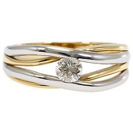 Autre Marque Anello fede in platino e oro giallo con diamante