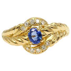Autre Marque Ehering aus 18K Gelbgold mit Diamant und Saphir