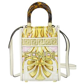 Fendi x Versace Fendace Convertible Sunshine Shopper Printed Laminated Leather Mini